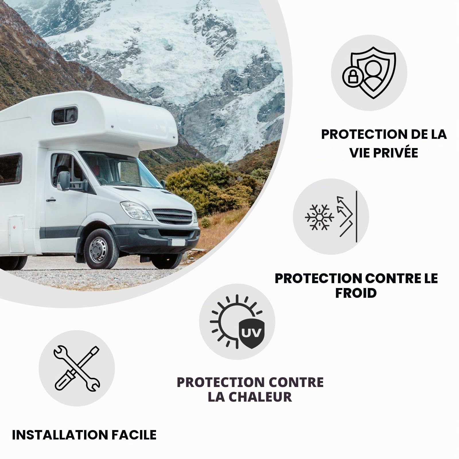 Marvix Stores de protection thermiques pour habitacle 9 couches de qualité supérieure pour Fiat Ducato, Boxer & Relay 2006-2025 pour camping-car et fourgon isolants