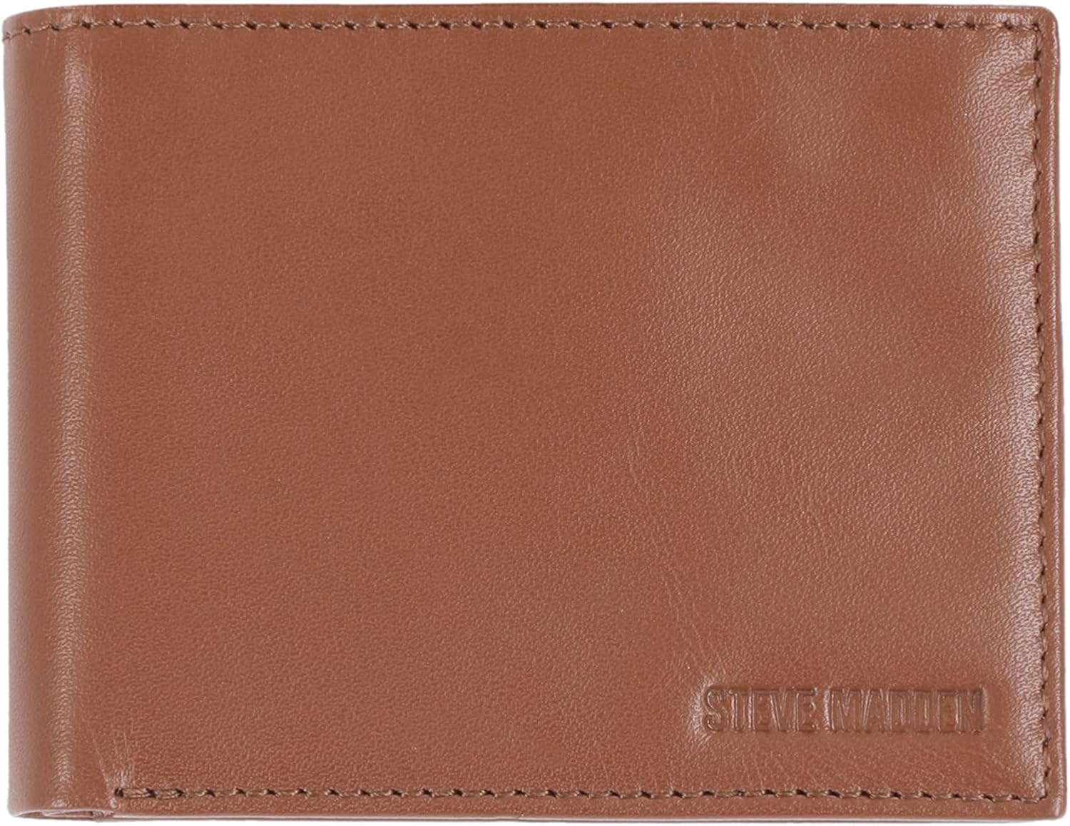 Steve Madden Men's Slim Leather Wallet with Extra Capacity Attached Flip Pockets