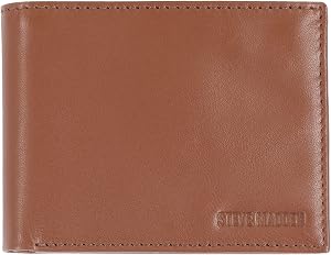Steve Madden Mens Leather RFID Wallet Extra Capacity Attached Flip Pockets Wallet