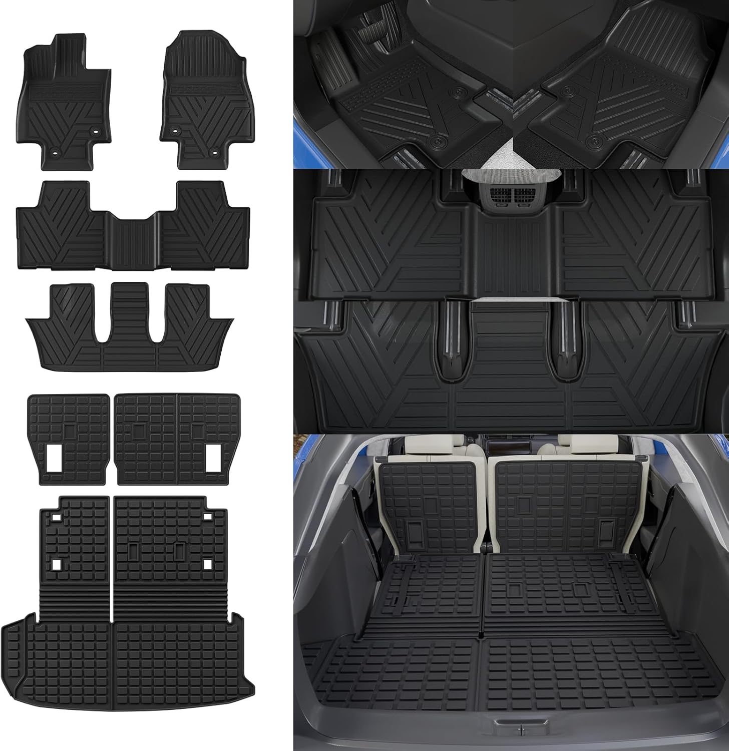 Rongtaod Kick Mats Compatible with 2024 2025 2026 Toyota Grand Highlander 2nd Backrest Mats Back Seat Protector All Weather 8 Seats Highlander Accessories