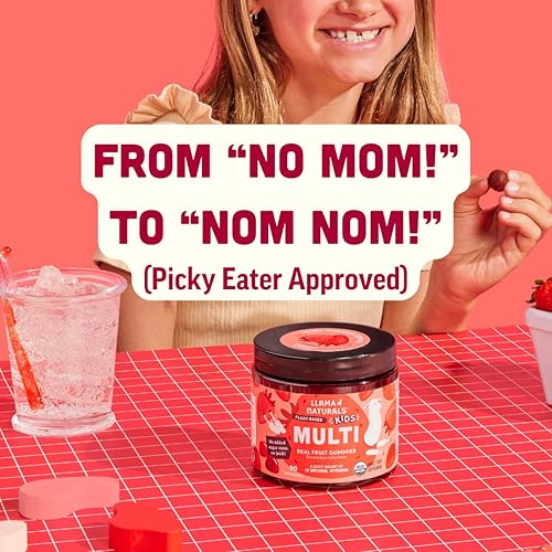 Miniatura 27 de Llama Naturals - Vitaminas en gomitas de fruta real para niños, sin caña de azúcar añadida, betacarotenos, multivitamínico de alimentos integrales