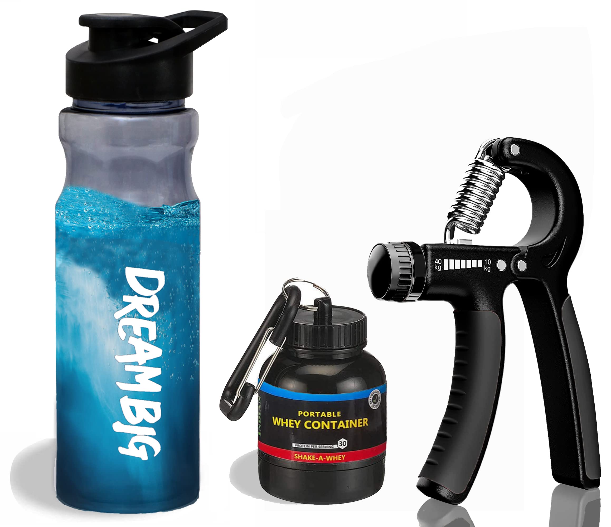 Water Bottle Combo Gym Shaker Bottle 600ml with 30ml Protein Carry Funnel and Hand Gripper|Shaker Bottles for Protein Shake 100% Leakproof Guarantee Protein Shaker|Hand Grip|Sports Grip(Pack of 3)-image-21
