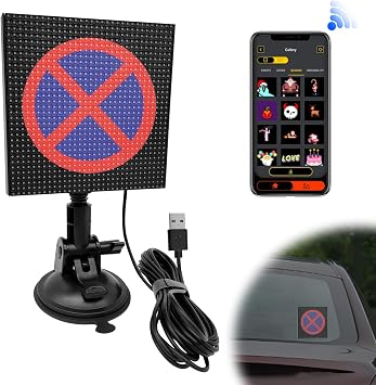 LED Safety Sign for Car, DIY Programmable LED Light or Car Back Window, Cool Tech Gadgets, Pixel Art, Car Accessories for Men Women