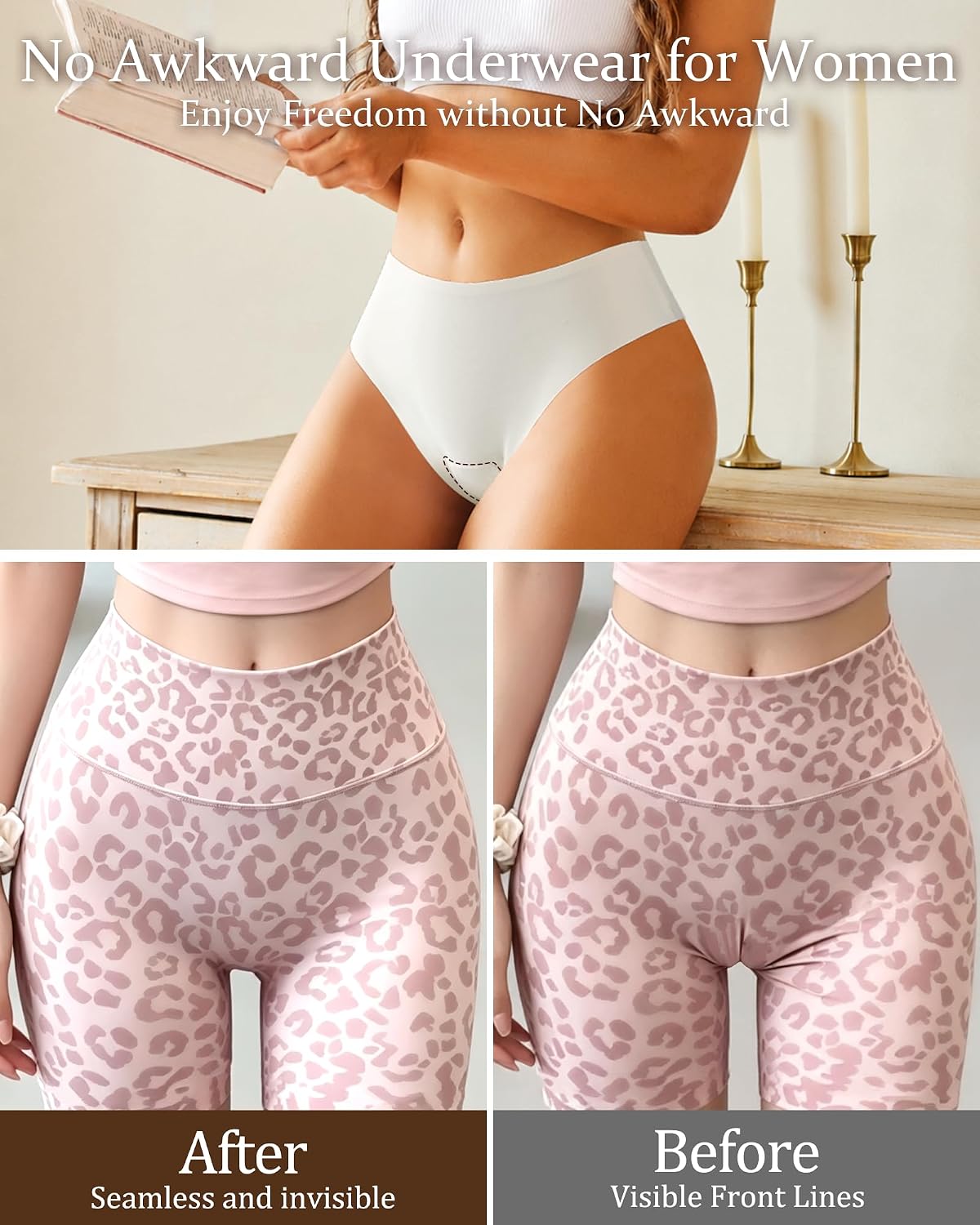 Seamless Underwear for Women No Show Ladies Cheeky Hipster Invisible Workout Breathable Comfortable Panties 5 Pack