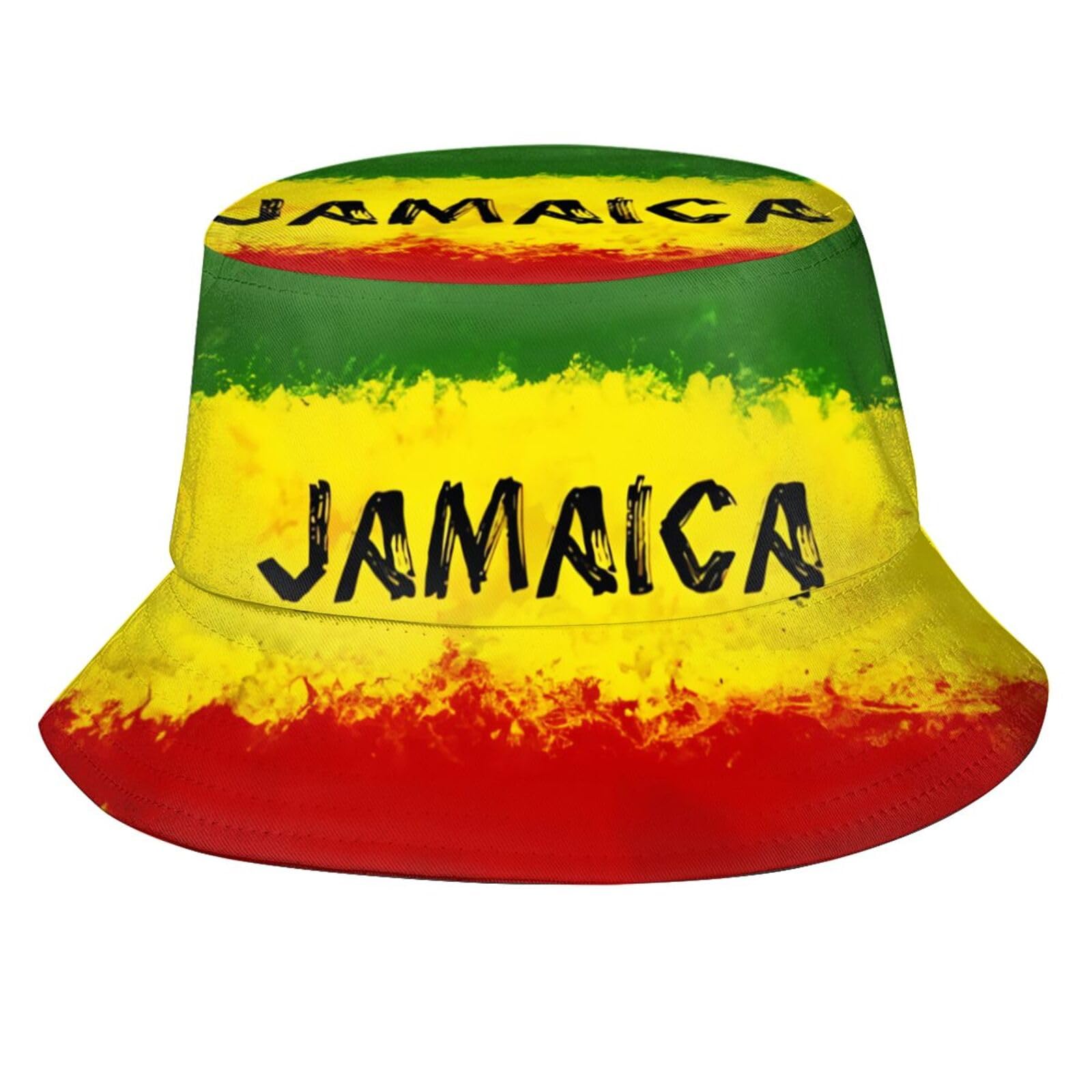 Kwqdozf Unisex Jamaican Flag 3 Jamaican Flag Bucket Hat For Women Men, Fashion Summer Beach Hats Jamaica Fisherman Hat Packable Outdoor Sun Cap