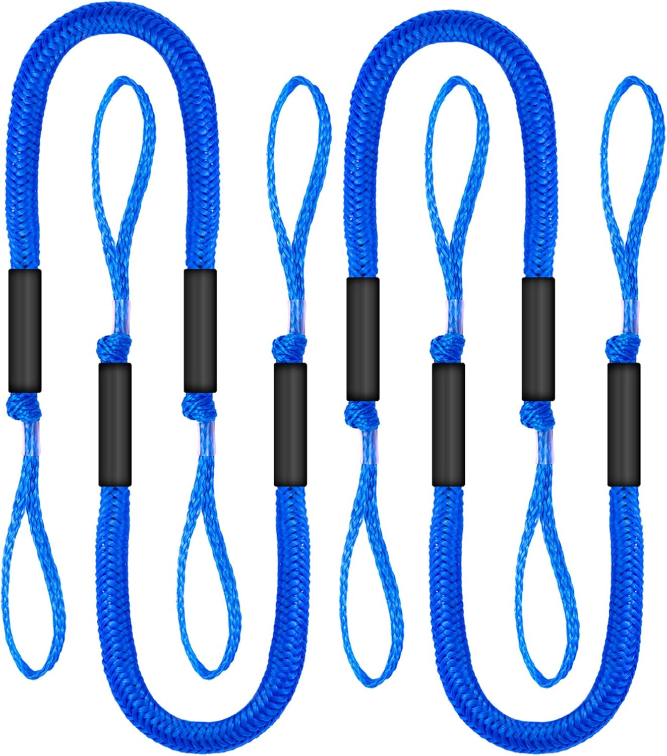 4FT Bungee Dock Line with Foam Floats Stretchable Boat Rope for Kayak, Pontoon, Seadoo, Canoe, Fishing Boat Shock-Absorbent Dock Lines (4-Pack Blue)
