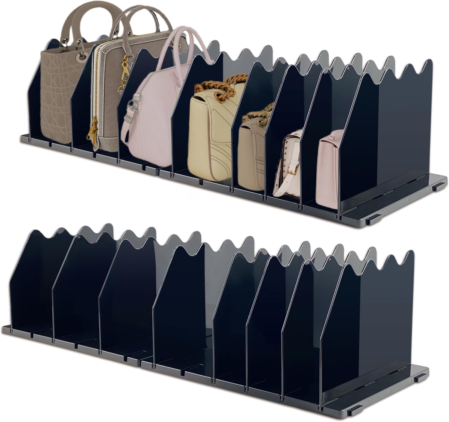 Clear Purse Organizer with Black Purse Organizer