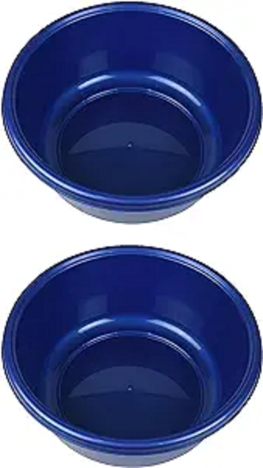 YBM HOME Round Plastic Wash Basin 1151, 13 inch Holds Like 3 Gallons (2, Metallic Blue)