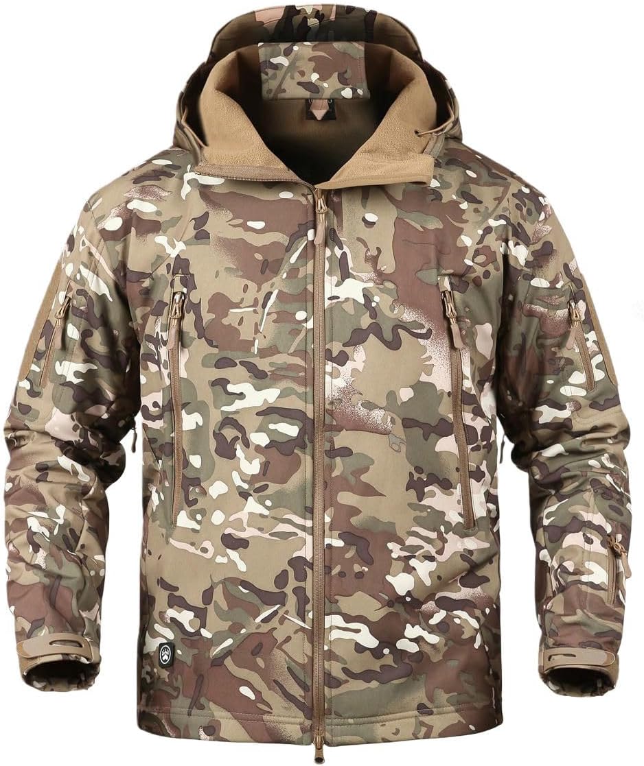 Men’s Outdoor Tactical Softshell Windproof Warm Hiking Jacket Military Style Outerwear