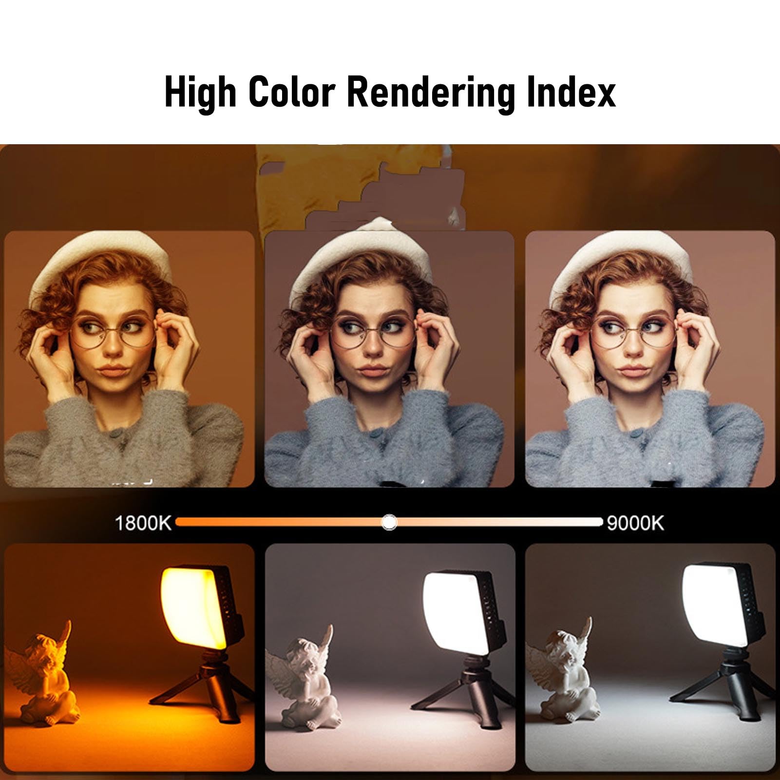 Fabater RGB-Videoleuchte, Tragbares Selfie-Licht, 0–360 Vollfarbe, CRI 95+, 1800–9000 K, LED, 2600 MAh, Wiederaufladbar, Clip-On-Fill-Beleuchtung für Fotografie, Videokonferenz
