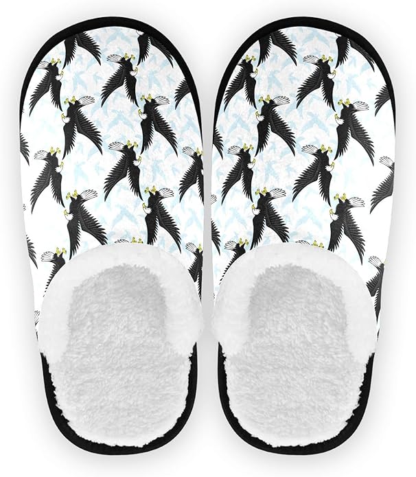 JHKKU Flying Bald Eagles Fuzzy House Slippers Warm