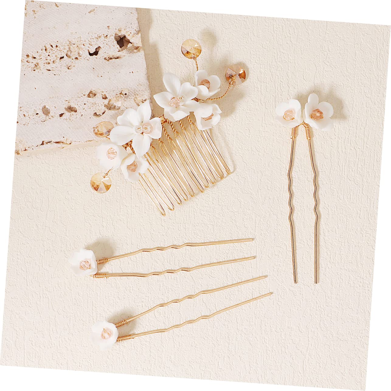 MAGICLULU 12 Stk Blumen seithaar kamm Haarspangen Haarklammer hair clips comb Haarnadel haarschmuck Frauenhaarstock Blumenhaarstab für Frauen Hanfu Brötchen die Blumen Stift Braut Keramik