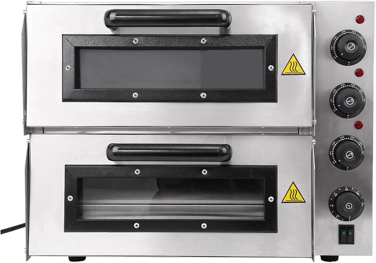 3000 W con 2 pietre refrattarie per la gastronomia 2 camere 350 °C T-CAT  Forno elettrico per pizza in acciaio inox lencicol Fornetti elettrici per  pizza Elettrodomestici speciali