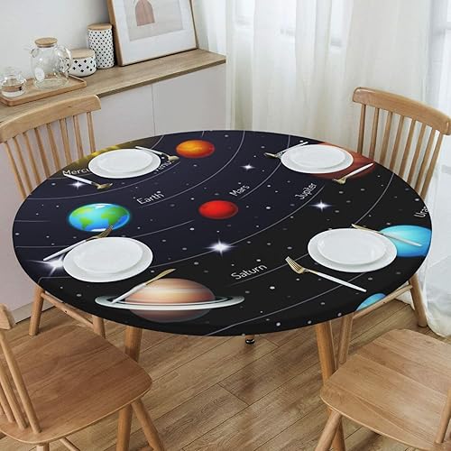 Vista 74 de Delerain Mantel redondo ajustable de bolas de Navidad, mantel redondo impermeable con borde elástico, lavable, para interiores y exteriores, se