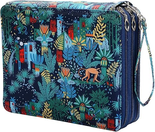 Lbxgap Estuche portátil de colores para lápices Jungle con 252 ranuras de tela Oxford, estuche para lápices con práctico envoltorio portátil,