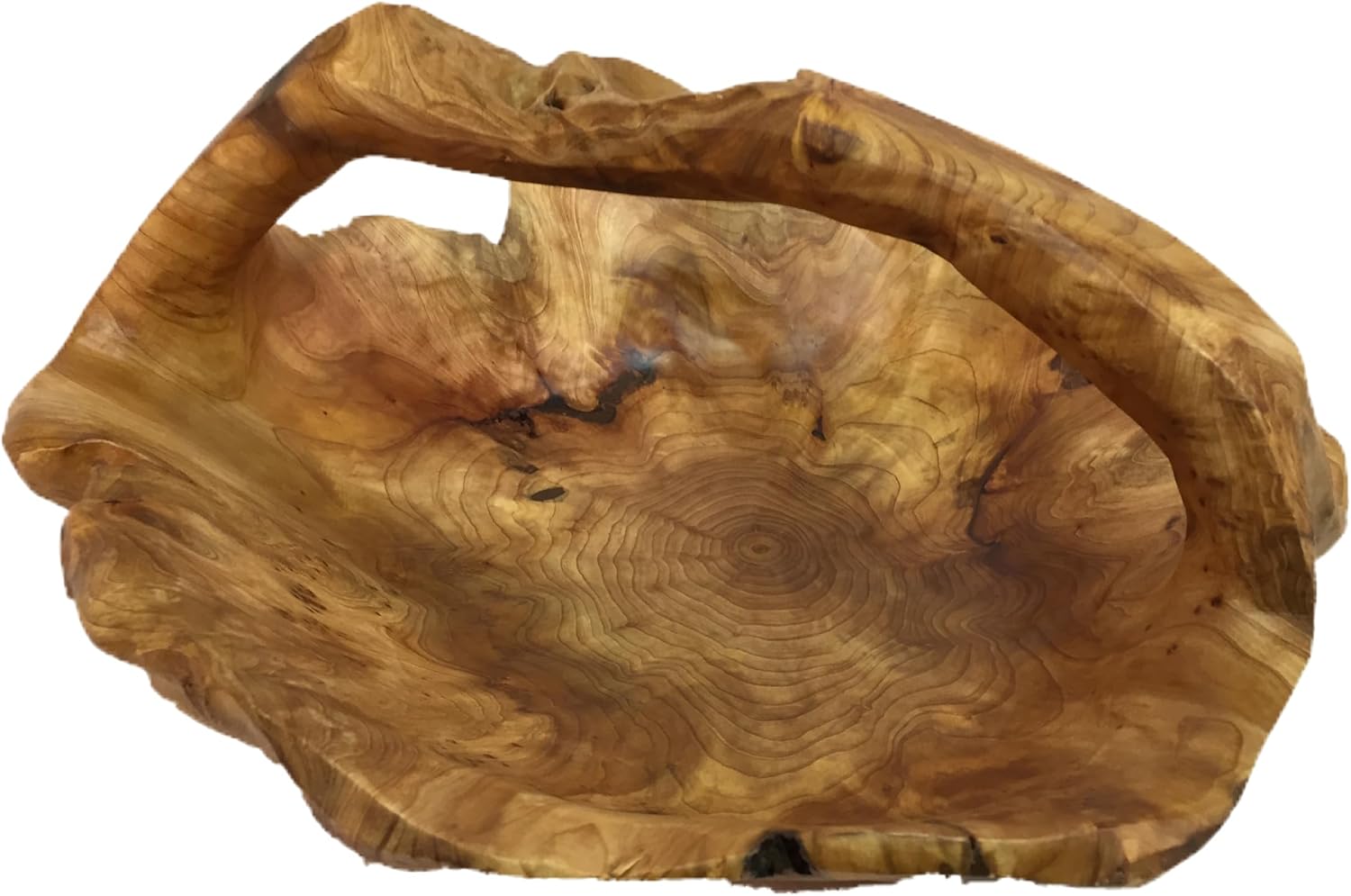 Live Edge Wood Basket with Handle (Extra Large 16-17")
