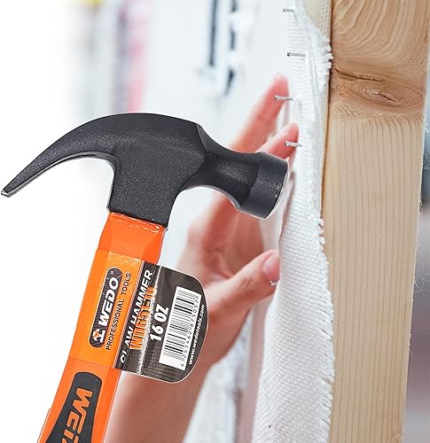 Miniatura 6 de WEDO Martillo de garra de 8 onzas, martillo de marco con asas de fibra de vidrio, cabeza de acero de alto carbono, longitud 10.630 in, resistente a