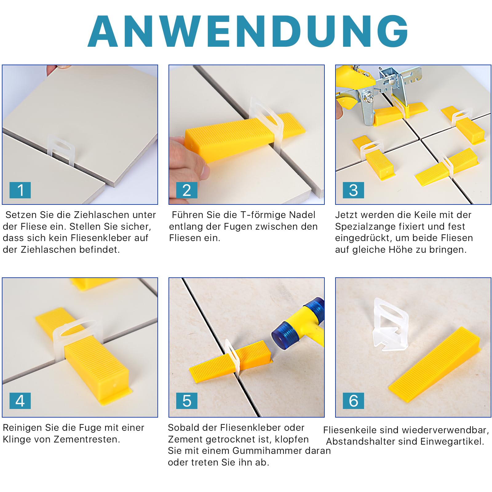 Set migliorato per livellamento piastrelle 1 mm – 600 distanziatori, 200 cunei riutilizzabili e pinza per piastrelle per posa in bagno e soggiorno (1 mm, 200 + 600 + pinza)
