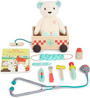 B. toys – Doctor Kit For Kids – Doctor Tools, Teddy Bear, Book – Pretend Play Set – Educational Toys For Toddlers – 2 Years + – Happyhues - Bobby Bear Playset
