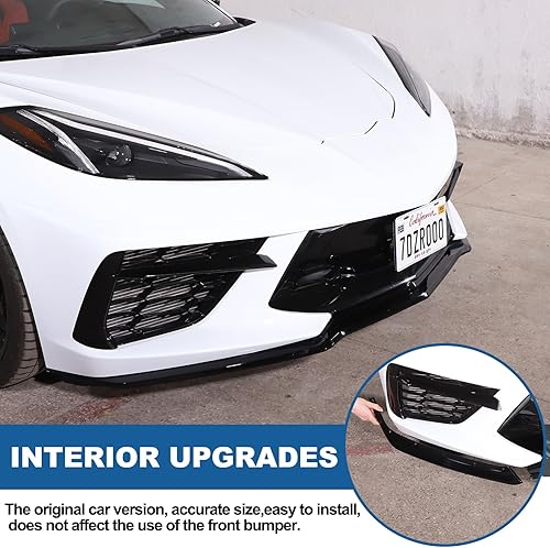 Miniatura 4 de Parachoques delantero inferior de repuesto compatible con Chevrolet Corvette C8 GM Z51 2020-2024 plástico ABS 3 piezas parachoques delantero,