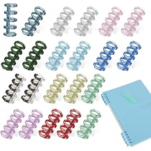Andibro 24 Pcs 5 Ring Plastic Loose Leaf Binder Rings, Multi-Color Binding Spines Snap Split Binding Combs for Notebook Diary Scrapbook Photo Album
