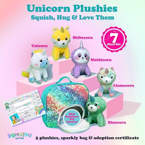 Miniatura 6 de Animales de peluche de unicornio para niñas, juego completo de juguetes de unicornio para niñas de 3, 4, 5, 6, 7, 8 años, regalos de unicornios para