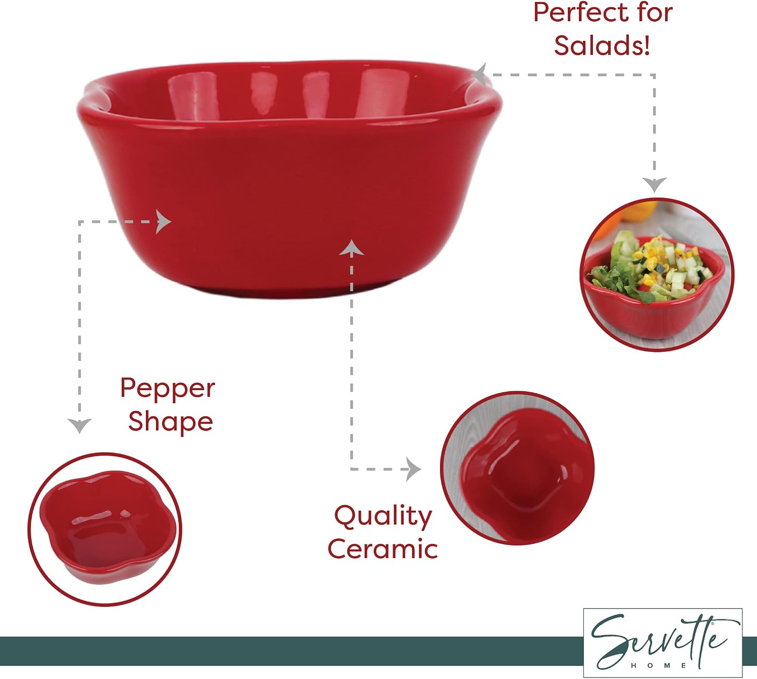 Vegetable Themed Ceramic Serving Bowl Dipping Sauce Dish Condiment Tray - Set of 2 Peppers