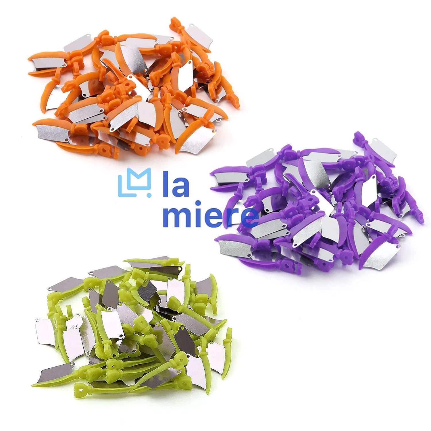 LA MIERE 72pcs/Box Three Sizes, 24/Each Size Dental Wedge Guard with Metal Plastic Knife and Protective Stainless Steel Plate Matrix