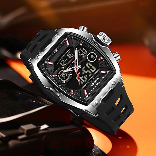 Miniatura 2 de findtime Reloj deportivo impermeable para hombre, reloj de pulsera analógico digital cuadrado militar, relojes tácticos únicos de moda con