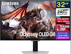 Samsung Odyssey OLED G8 G80SD 32 Gaming Monitor 240 Hz 4K UHD Display VESA Mount 100x100mm Sleek Metal