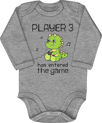 ART HUSTLE Body a maniche corte con scritta Player 3 Has Entered The Game per neonato o bambina, bianco, 3-6 Months