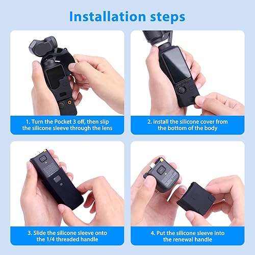 Miniatura 7 de Funda de silicona Pocket 3, protector de lente resistente a los arañazos, compatible con DJI OSMO Pocket 3 Creator Combo Accesorios (azul claro)