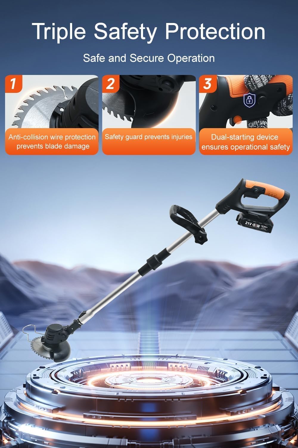 Cordless Weed Wacker,Electric Weed Eater,2 Batteries,Grass Trimmer Cordless,Weed Erimmer Black