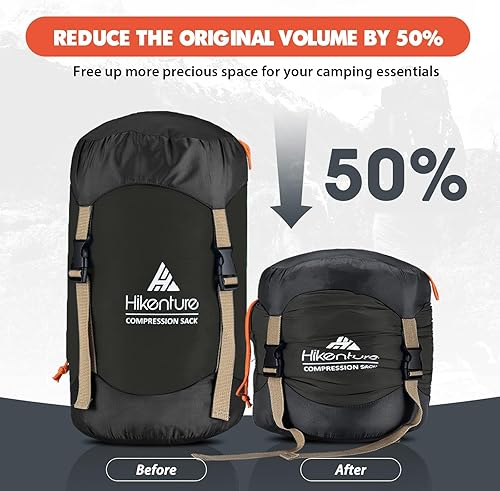 Miniatura 2 de Hikenture Saco de compresión para saco de dormir, saco de dormir de nailon antirdesgarro, bolsa de compresión resistente al agua de 10 L14 L20 L30