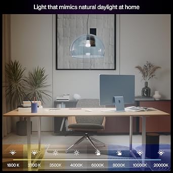 Philips Hue Smart LED A19 Bulb 1-Pack, White & Color Ambiance, E26 Base, 7.2W, Full Spectrum Light 1000K-20000K, 810 Lumens, Dimmable, Works with Alexa, Google, Apple Home