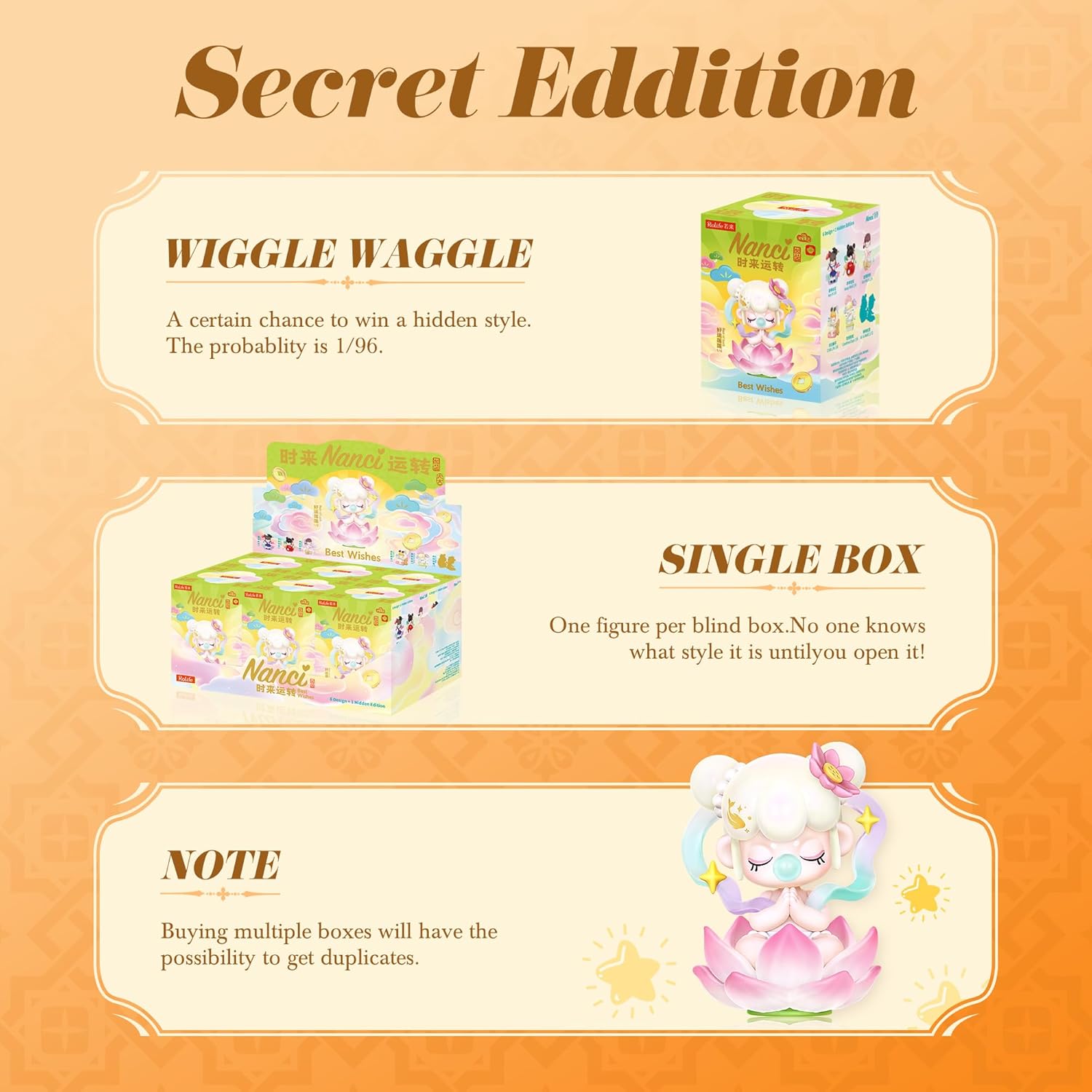 Rolife Nanci Blind Box Best Wishes Series, 1PC Random Action Figure Box, Popular Collectible Toy Cute Action Figure, Creative Gifts for Birthday/Christmas Holiday