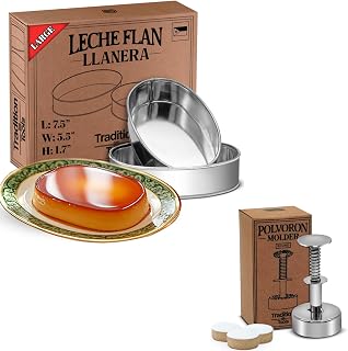 Large Llanera Leche Flan Molder Filipino + Round Polvoron Molder Filipino – Traditional Baking Tools for Filipino Desserts