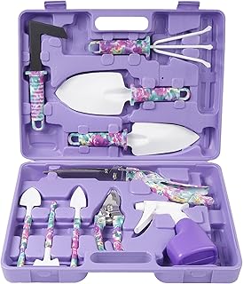 Gardening Tools 5-Piece Heavy Duty Gardening Hand Tools with Fashion and Durable Garden Tools Organizer Box,Rust-Proof Gar...