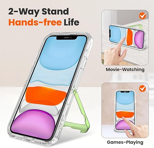 Miniatura 2 de ZCDAYE Diseñada para iPhone 11, funda transparente con soporte compatible con carga inalámbrica de TPU parachoques invisible, soporte invisible,