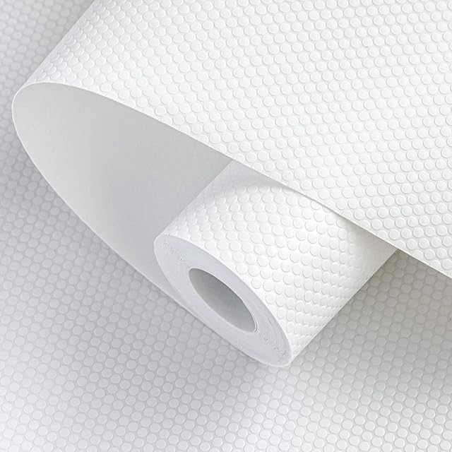 wohomuke Shelf Liners, Kitchen Drawer Liner Drawer Mats Washable EVA BPA Free Waterproof & Oil-Proof Cupboard Cabinet Shelf Protector (White,35cmx6m)
