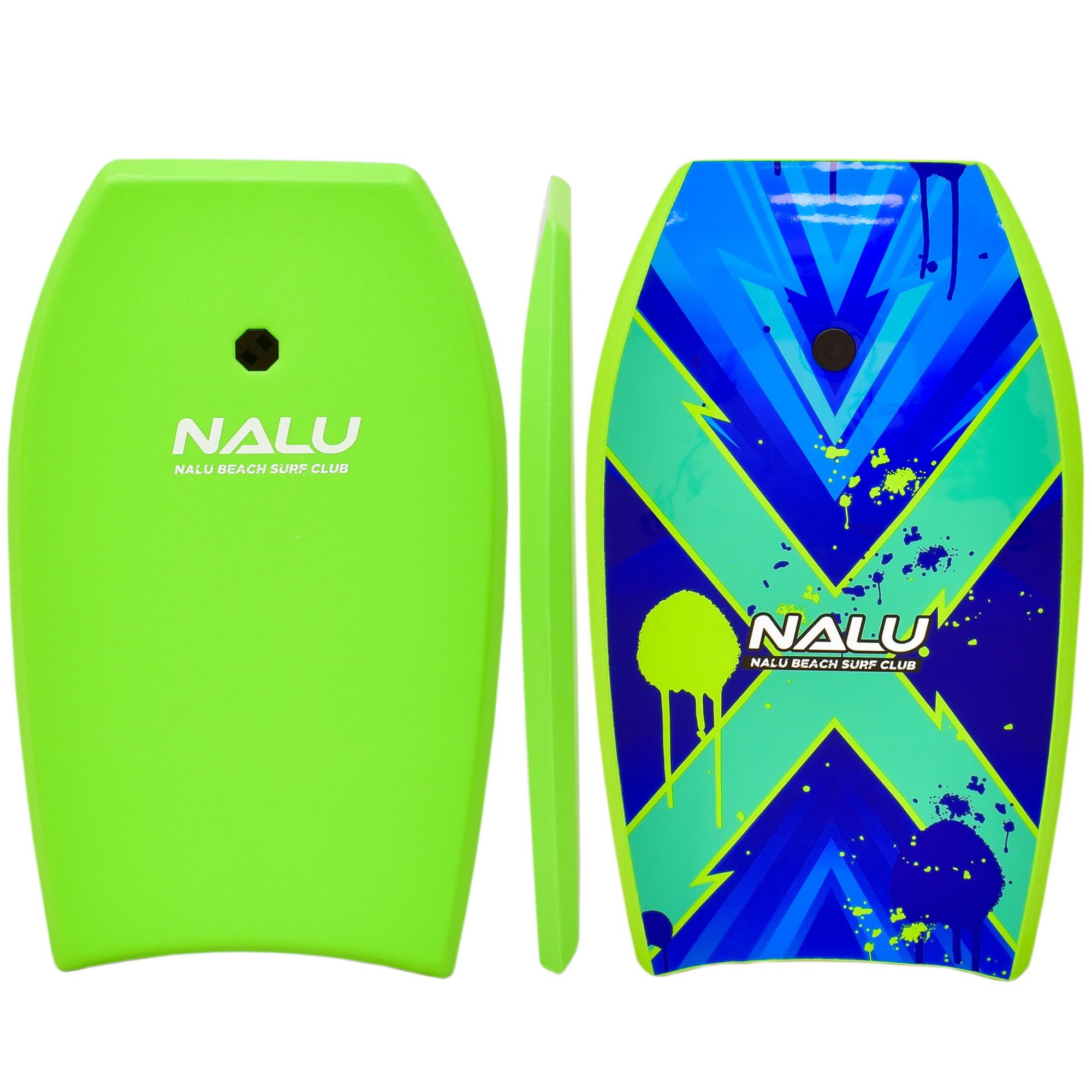 Nalu Bodyboard with Leash 33"/41" Body Board with Crescent Tail and XPE Core (Green, 33")