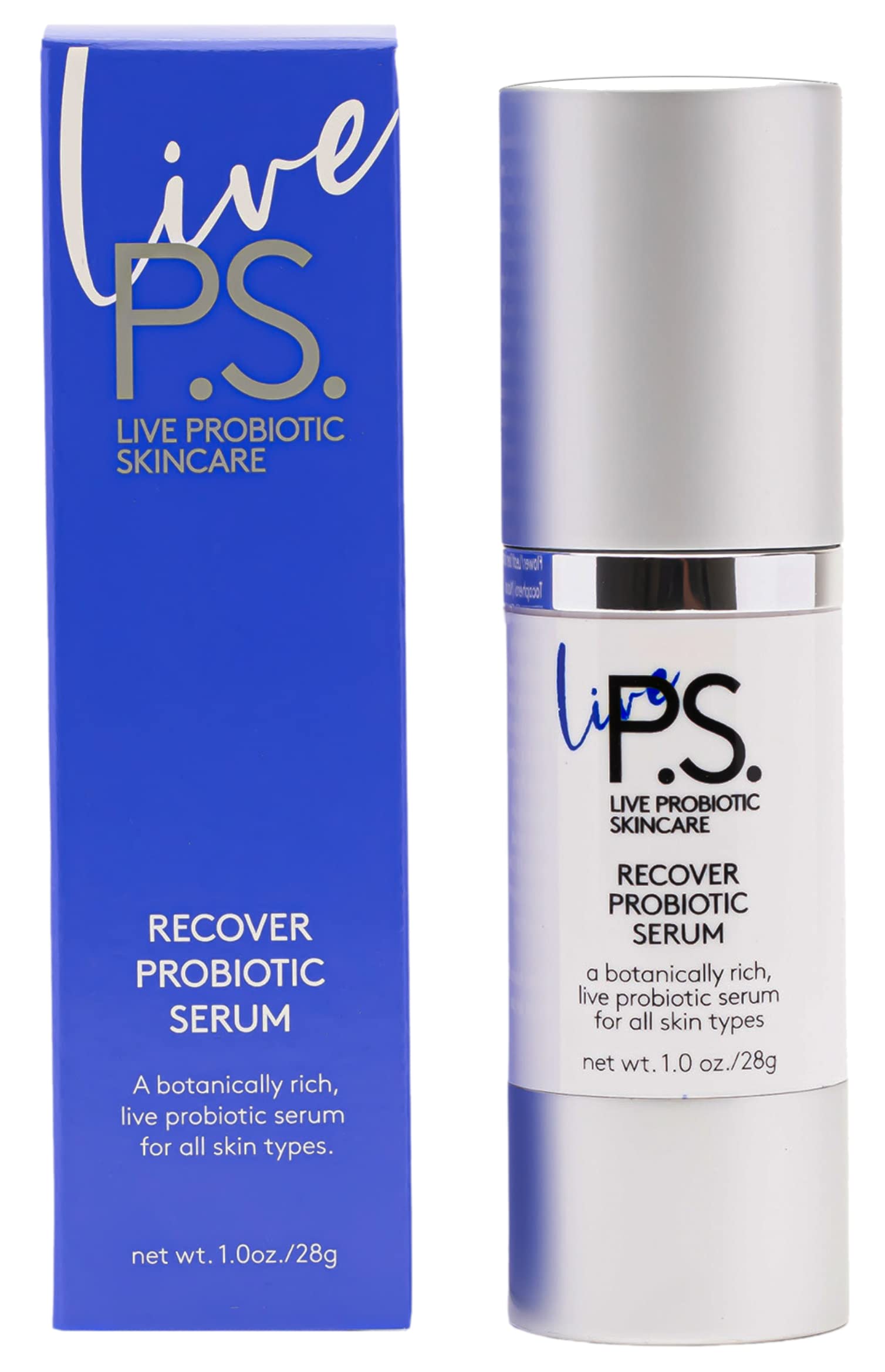 Live P.S. Recover Live Probiotic Serum - Concentrated Serum for Bright & Balanced Looking Skin - Live Probiotics + Soothing Vitamins, Minerals, & Peptides - Vegan, Cruelty-Free, for All Skin Types