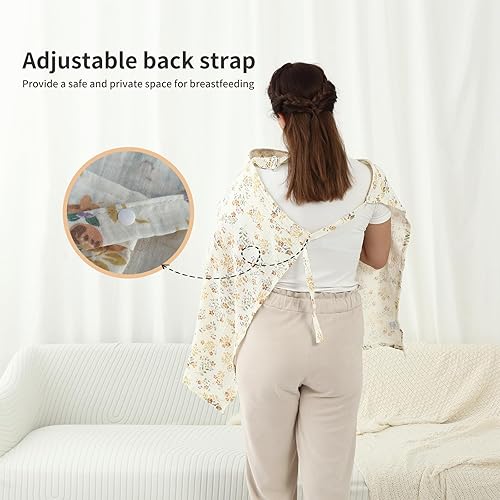 Miniatura 3 de insular Funda de lactancia de muselina para lactancia materna, fundas de lactancia transpirables con cuello de arco para mamá, delantal de lactancia