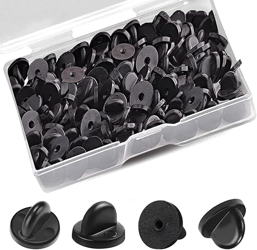 100 soportes de goma de PVC para embrague de mariposa – Tachuelas de corbata, para reemplazo de uniforme, broche de corbata, sombrero, pin de