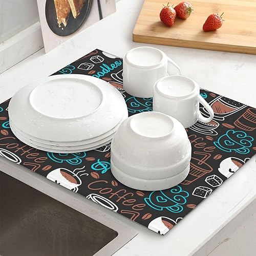 Tapete de secado de platos para pájaros, tapetes reversibles de microfibra absorbente para encimera de cocina, 16 x 18 pulgadas