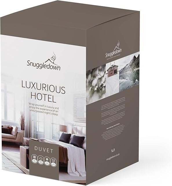 Snuggledown Luxurious Hotel Double 13.5 Tog Winter Duvet, Two Medium Support Back Sleeper Pillows, Premium Quality Soft Touch Cover, Machine Washable, Double Bed