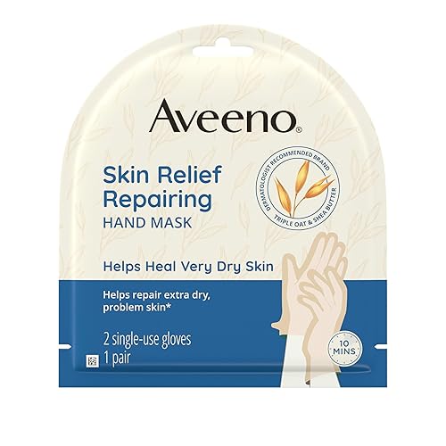 Aveeno Mascarilla reparadora para aliviar la piel, guantes hidratantes con avena prebiótica y manteca de karité para piel muy seca, cuidado de manos