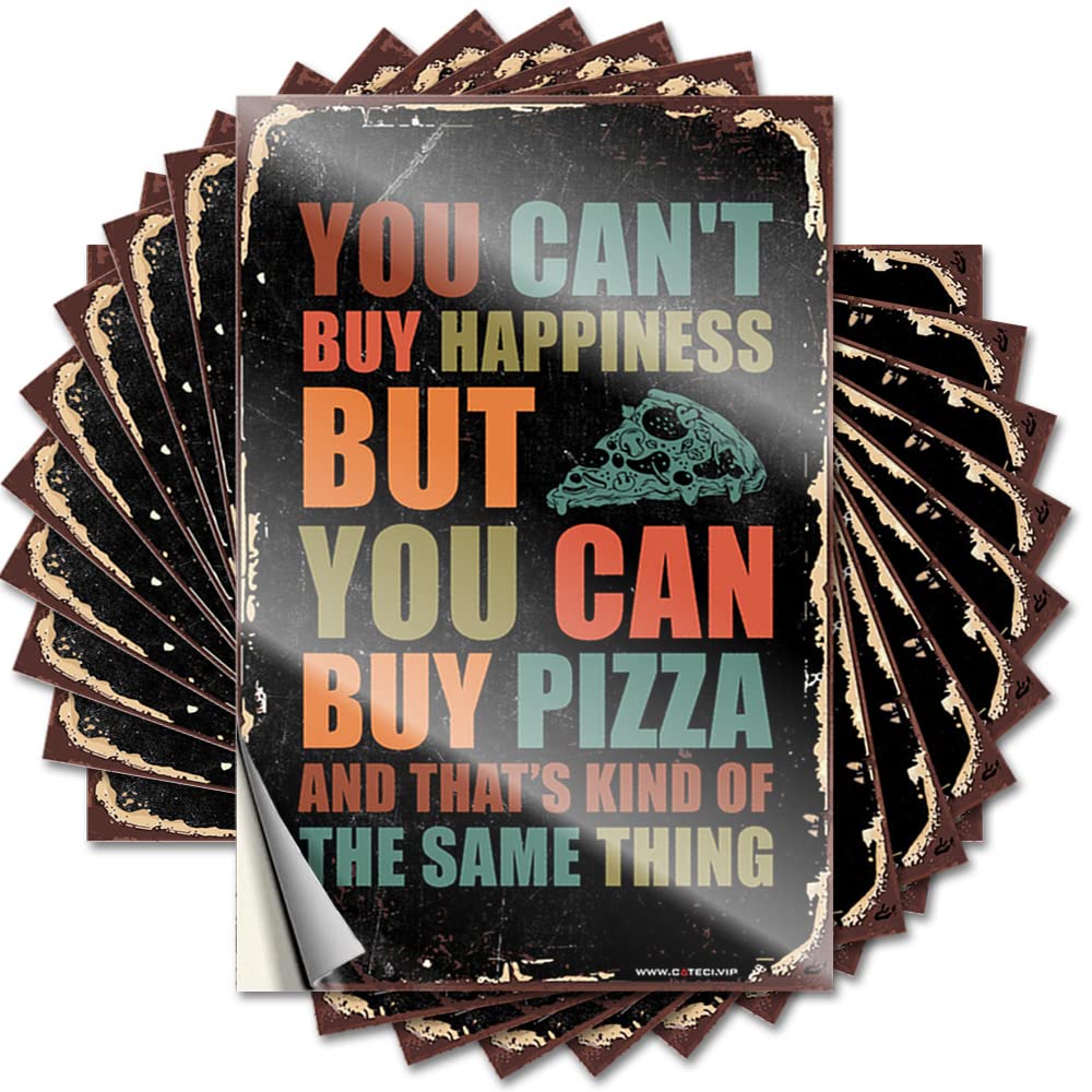 Funny Kitchen Decor Cover Sticker | You Can't Buy Happiness But You Can Buy A Pizza Encouragement Durable Vinyl Sticker Easy Apply for Quick(6X9CM)
