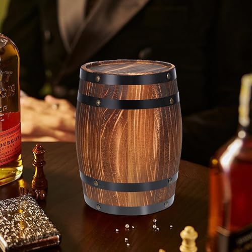 Miniatura 9 de Barril de roble Decoración de barril de whisky Decoración de piso Maceta de madera Barril Ornamento de barril de madera Cubo de agua de madera
