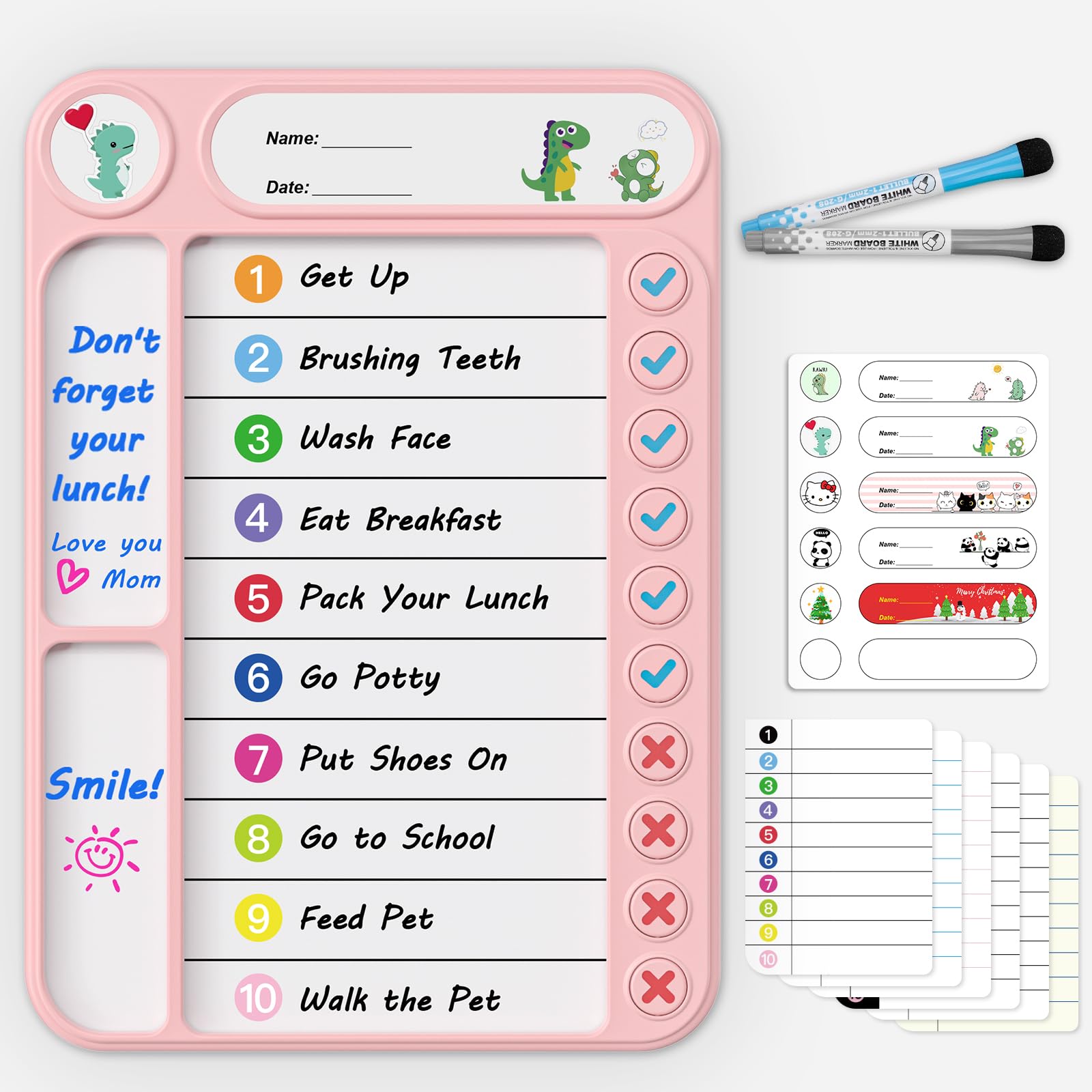 Magnetic Chore Chart for Kids, ADHD Task Tracker Easy-Check Routine Dry Erase Board, to-Do List Planning Tool with Stand for Fridge/Desk/Home/School,